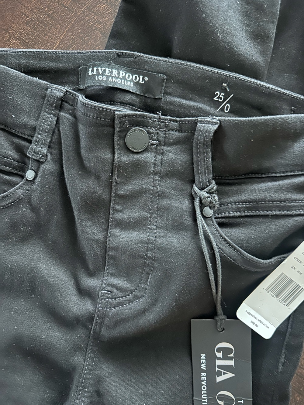 Liverpool Black Women's Jeggings with Branded Button